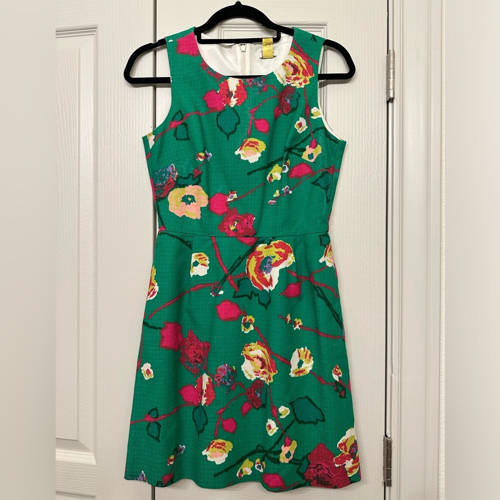 J. Crew Green Floral Print Dress, Size 0